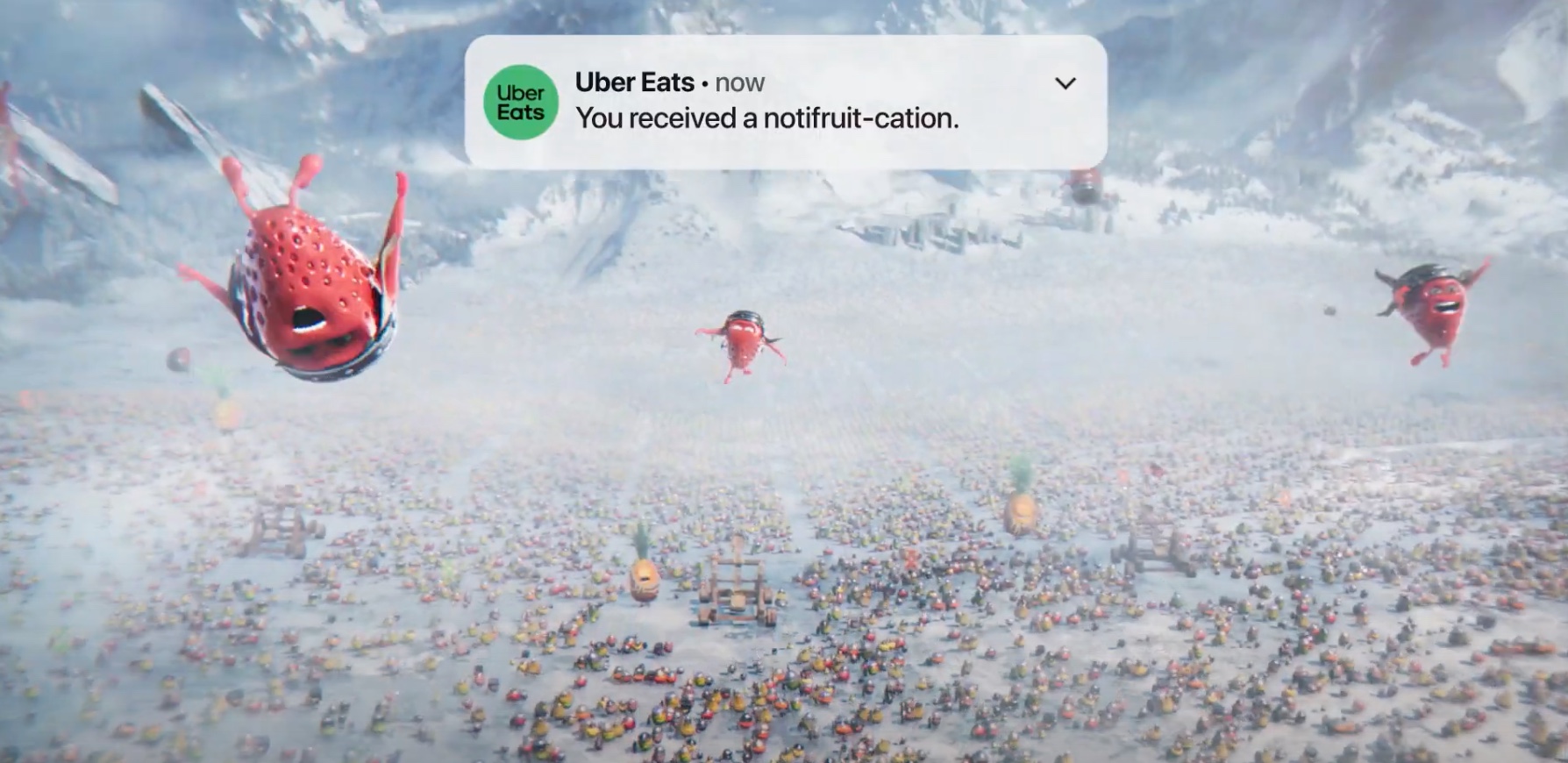 Buzzman levert Uber Eats in een reclameblok